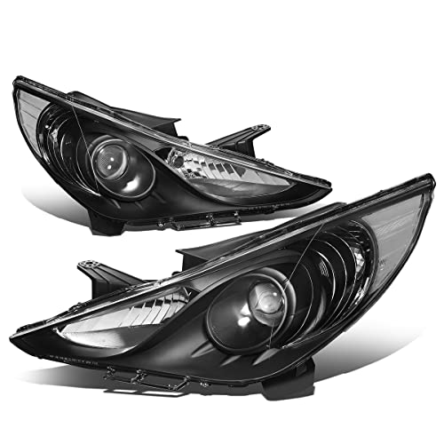 Auto Dynasty Factory Style Projector Headlight Lamps Compatible with Sonata (Excludes Hybrid) 2011-2014, Driver and Passenger Side, Black Housing Clear Corner