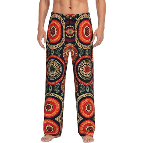 Pantalon de pyjama à imprimé floral Noir XXXL avec poches et jambe large