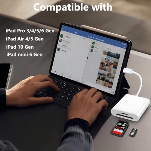 Image of USB C SD Card Reader for iPhone 15 /16 /17, Dual Card Slots Micro SD Card Reader USB C Support SD and TF Memory Card Adapter, Trail Camera Viewer Memory Card Reader for iPhone 17 /iPad /MacBook