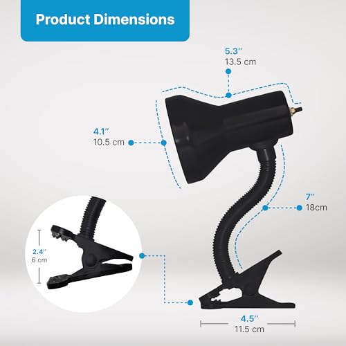 Image of Xtricity LED Clip on Desk Lamp with 360 Flexible Gooseneck, Reading Light for Bed Headboard- A19 Bulb Included, 120V, On /Off Switch, 10.25 inch Height Table Lamp with Black Finish (2 Pack)