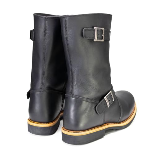 Milwaukee Leather MBM9066 Men's Antique Black Classic Engineer Motorcycle Riding Boots - 123