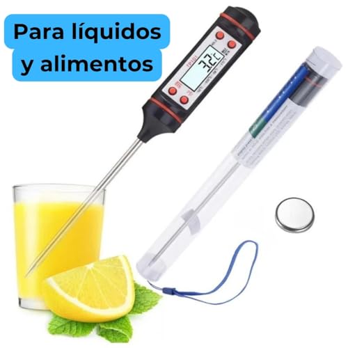 Termómetro Digital Cocina - Alimentos, Líquidos, Aceite, Carne, Barbacoa: Medición rápida y Alta Precisión - Pantalla LCD Lectura Clara - Sonda de Acero Inoxidable - Apagado Automático (Negro) - imagen 6