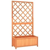 vidaXL Fioriera da Giardino con Traliccio, Legno Massello di Abete, Marrone, 70x30x135 cm, Cassetta per Fiori per Patio e Giardino, Aiola Rialzata, Porta Vasi in Legno