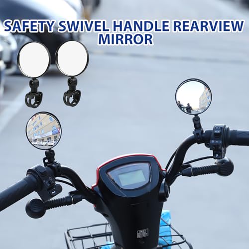 GROIC 2 Pack Bicycle Rearview Mirror 360° Adjustable Bending Handlebar Bike Mirror Wide Angle Rear View Mirrors Rotatable Acrylic Convex Mirror For Ride Safely Electric Bicycle Moped Cycling