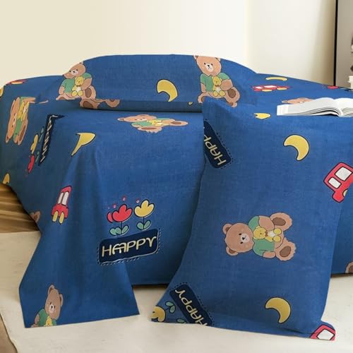Image of Weave & Decor Cotton Feel Kids Bedsheet Double Bed 90x90 inches, Soft Fabric, Includes 2 Pillow Covers 20x30 inches