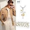 INFINIONLY Mens Stainless Steel Cross Necklace Pendant Classic Cross with Gold Cobra Pendant with 55cm Chain Easter Cross Necklace for Teenager Boy Novelty Jewellery #5