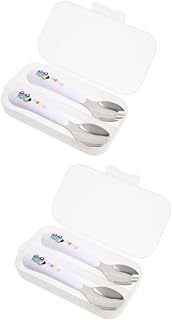 2 Conjuntos De Garfo E Colher Para Suplemento Alimentar Garfos Para Colher De Bebê Utensílios De Alimentação Para Crianças Colher E Garfo Para Treinamento Para Crianças