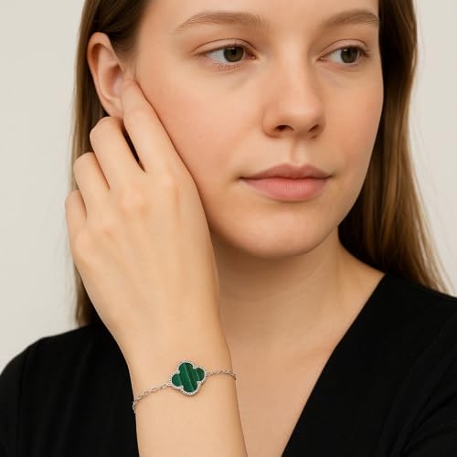 Image of Lucky Charm Clover Bracelet for Women | 925 Sterling Silver with 18K Gold Plating | Adjustable & Anti-Tarnish | Stylish Designer-Inspired Jewelry