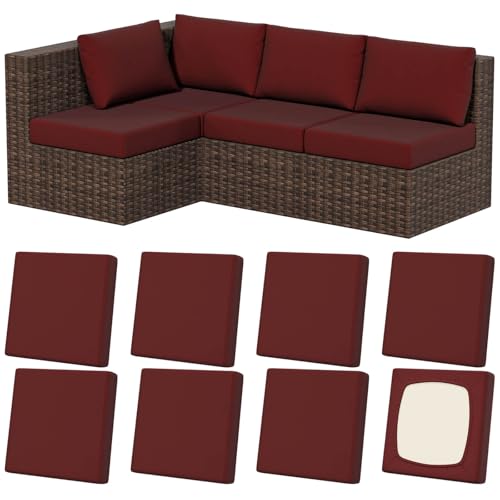 8Pcs Outdoor Cushion Covers, Stretch Patio Furniture Couch Chair Slipcovers