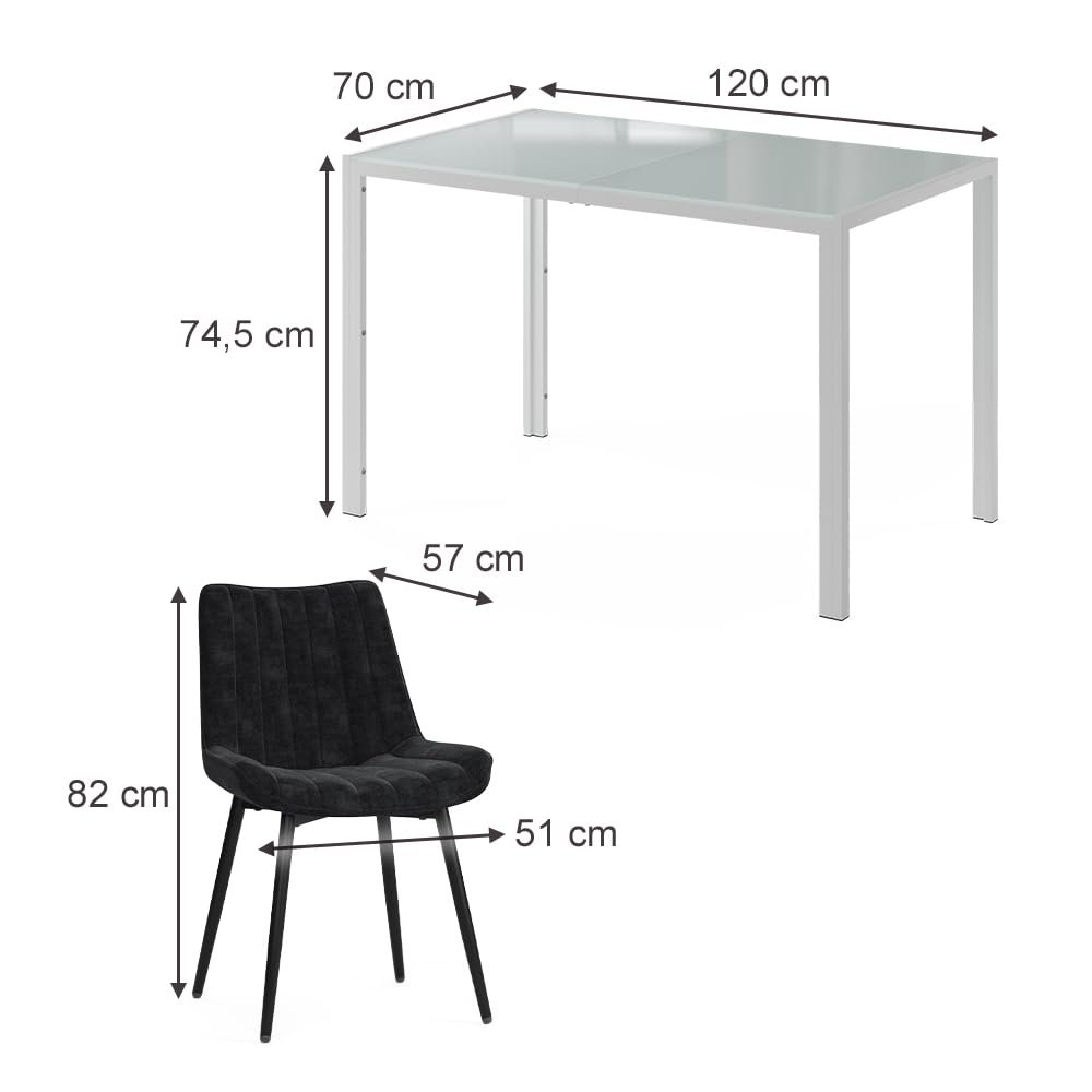 Vicco Ensemble de Table à Manger Grand, Blanc 120 x 70 cm