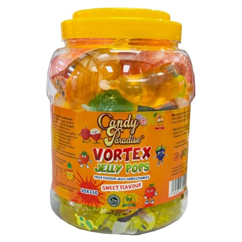 Jelly Pop Candies Jar 35g x 50 | Assorted Fruit-Flavored | Perfect for Parties & Gifting | Sweet Flavour | Fun Shaped Pops | All Age Group Fun | Easy to Store | Stocking Up Jar