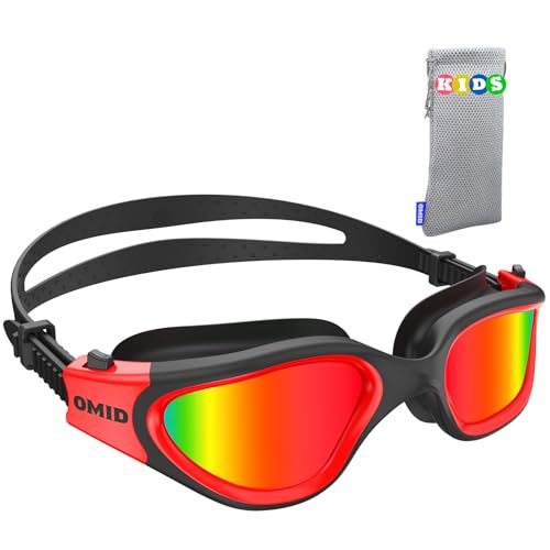 OMID Kinder Schwimmbrille, P2mini polarisierte Schwimmbrille bequem für Alter 6-14
