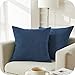 Topfinel Juego 2 Fundas Cojines Sofas de Algodón Lino Chenilla Duradero Almohadas Decorativa de Color sólido para Sala de Estar, sofás, Camas, sillas 50x50cm Azul Marino
