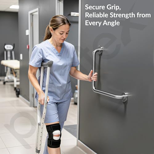 Image of Plantex L-Shape Toilet Support for Elderly People /Wall-Mounted Safety Handle Made of Stainless Steel - Pack of 2 (Chrome)