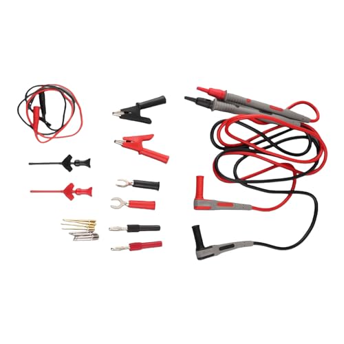 Juego de Cables de Prueba para Multímetro, Pinzas Cocodrilo y Puntas de Sonda Reemplazables, Conductividad Mejorada y Diseño Ergonómico - Alta Precisión, Cable Flexible, Ideal