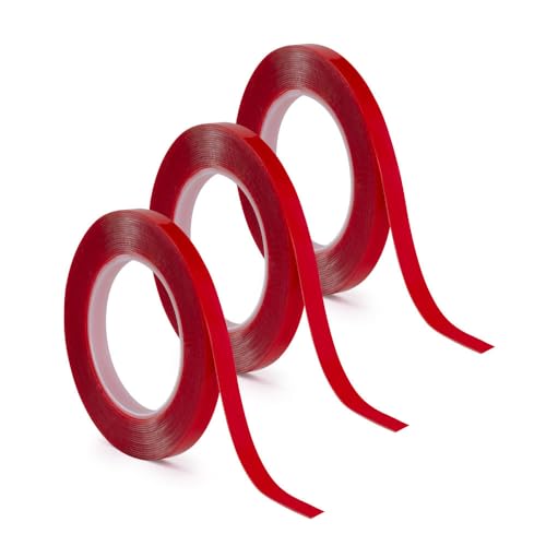 Image of DM TAPES Double-Sided Acrylic Tape Clear - 10mm x 7m Each Roll - for Strong Adhesion and Versatile Use (Pack of 3)