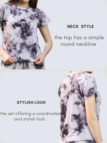 Image of DHRUVI TRENDZ Co Ord Set for Women | Outfits Tracksuit Set | Co Ord Set for Women | Travel Co Ord Set for Women |Tie Dye Printed Short | Half Sleeve