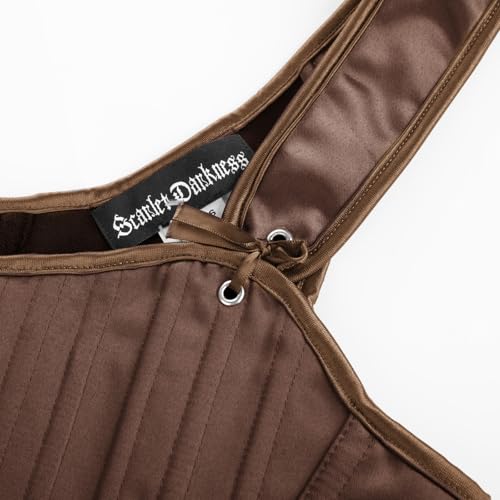Image of Scarlet Darkness Women Renaissance Corset Vintage Overbust Bustier Bodyshaper Tops Brown Size 10