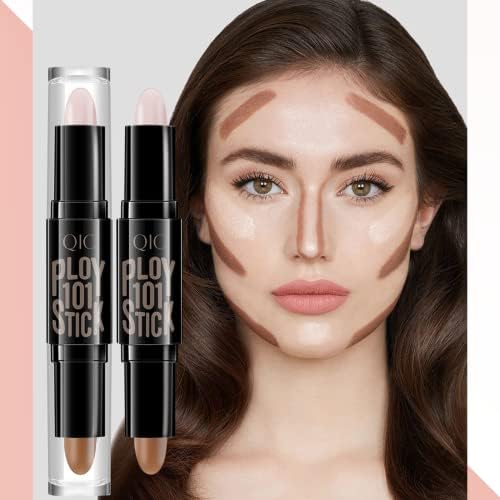 Contour Stick,2 in 1 Makeup Highlight Shading Stick,Contour Kit Natural & Bronzer Stick,Double Head Contour Concealer Highlighter Stick,Waterproof Long Lasting Contour Concealer Highlighter Stick