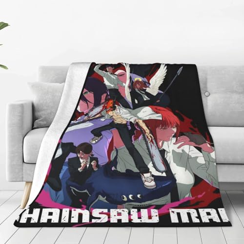 チェンソーマン 毛布 ブランケット 大判 フリーサイズ 暖かい 軽量 ふわふわ 一人用 ソファ ベッド オフィス 膝掛け 洗える 秋冬80"x60"