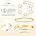 MOINSPIRE Gold Bracelets for Women, 18K Gold Plated Four Leaf Love Tennis Nail Clover Bangle Bracelets Set Non Tarnish, Stainless Steel Trendy Stackable Bracelet Fashion Jewelry Accessories Gifts