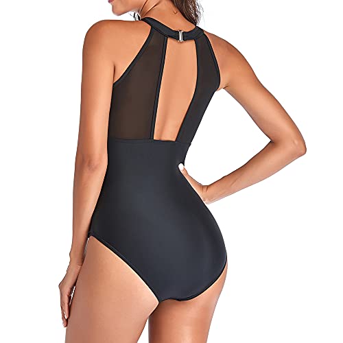 GIMDUMASA-High-Neck-Bademode-mit-Zierausschnitt-Raffung-Bauchweg-Damen-Einteilige-Badeanzug-Strandmode-fuer-Frauen-GI805