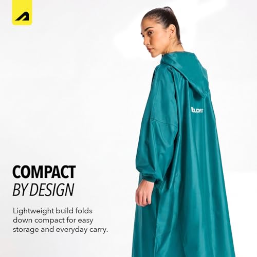 Image of Boldfit Rain Coat for Men Waterproof Unisex Full Length, Top Easy Adjustable, Waterproof Bike Riding- Teal, OneSize