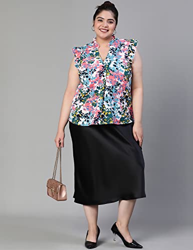 Image of oxolloxo Women Plus Size Floral Print Ruffled Top