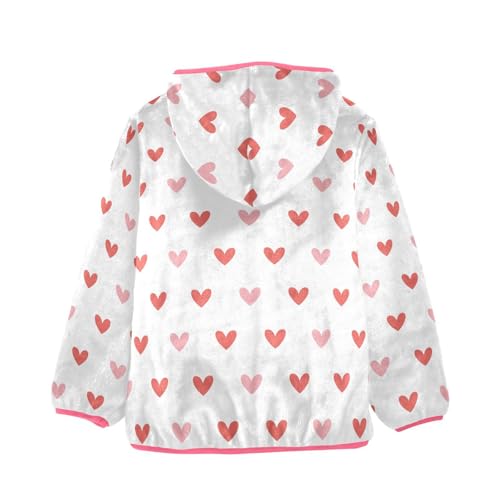 OTVEE Valentine Pink Heart Pattern Kids Hoodie Jacket Fall Spring Full Zip Warm Outwear Coats2