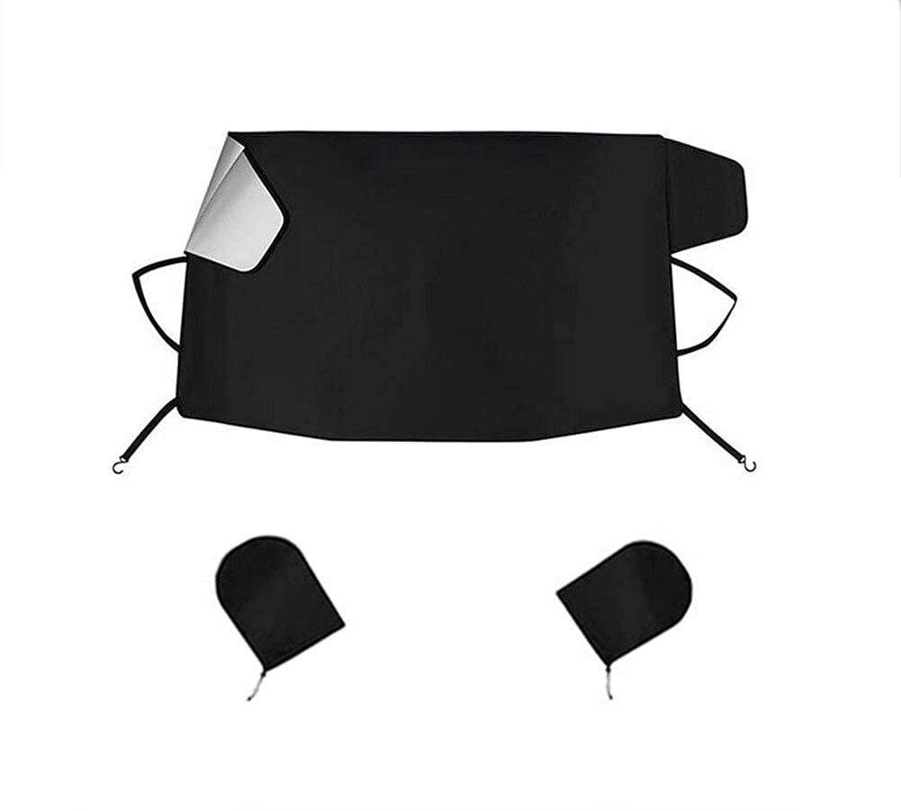 SYOSI Car Front Windshield Sun Shade with 2 pcs Side Mirror Sunshade, Winter with Side Mirror Cover Snow UV Protection Frost Truck Windshield Sunshade