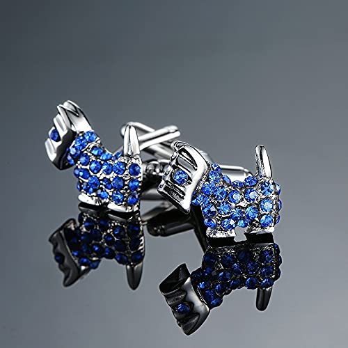 SuoSuo LZWJD Novelty Blue White Cufflinks for Mens Brand Crown Crystal Gold Silver Cufflinks Shirt Cuff Links (Color : 7)