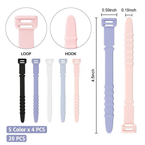Reusable Zip Ties,Silicone Zip Ties,20Pcs Rubber Cable Ties,Cable Management,Everyday Beach Essentials,Office Supplies,Home Organization,Packing Essentials,Cable Organizer,Multicolor Cable Straps #TOP1