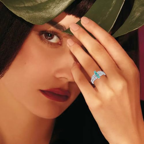 Emerald Wedding Ring Sets for Women 925 Sterling Silver Emerald Engagement Ring Set for Her4