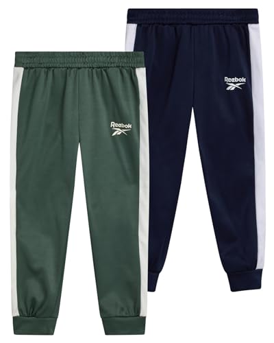 Reebok Toddler Boys Jogger Pants - 2 Pack Athletic Tricot Fleece Joggers for Boys - Football Baseball Track Pants w/Pockets
