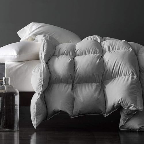 Image of Royoliving Premium Feathers Down Duvet Insert Comforter California King Size Gray Heavyweight Thickened Winter Grey 100% Cotton Cover with Corner Tabs (108x98, 77 oz)