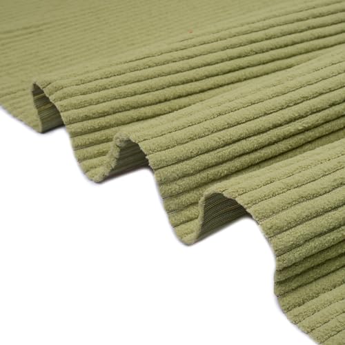 Image of Encasa XO Corduroy Fabric by the Meter, 59 inch Wide Premium 238 GSM Polyester Upholstery & Sewing Material, Soft Ribbed Sage Fabric for Sofa /Cushion Covers, Trousers, Curtains & DIY Crafts