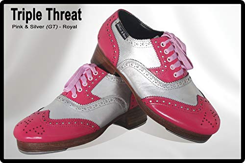 Miller & Ben Tap Shoes, Triple Threat, Pink & Silver Royal Professional Tap Shoes2
