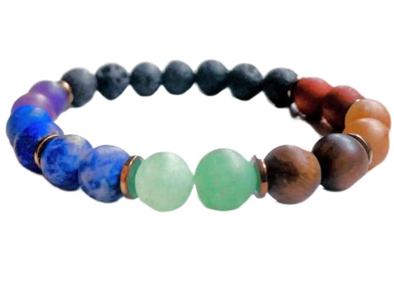 Bracelet pierres naturelles 7 chakras 8mm pour lithothérapie active