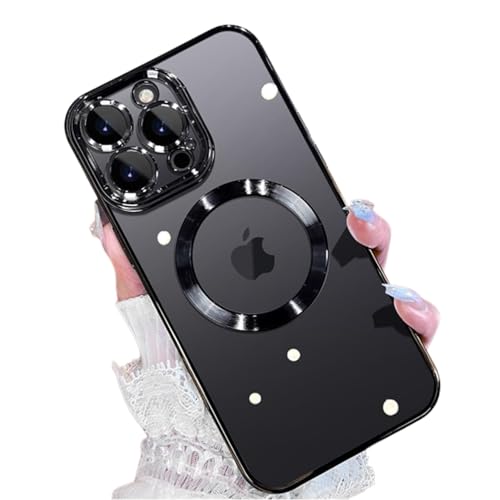 Image of VONZEE Clear Logo Electroplating Transparent Case for iPhone 14 Pro Max Case 6.7 inch 2022, Luxury Electroplated TPU Cover, Individual Camera Protection for Each Lens Bumper Case (Black)