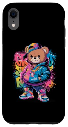 Carcasa para iPhone XR Teddy Bear Hip-Hop Design with Graffiti Elements