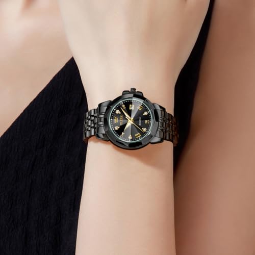 Image of OLEVS Womens Watch Fashion Diamond Analog Gifts Watches for Ladies Quartz Stainless Steel Casual Roman Waterproof Luminous Calendar Wristwatch
