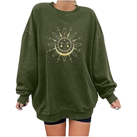 Ladies Zipper Sweatshirts with Hoods Pullover Printing Sun Women's Print Casual Blouse Sleeve Sweatshirt Long Women's Blouse Matching Sweatshirts Couples Cover