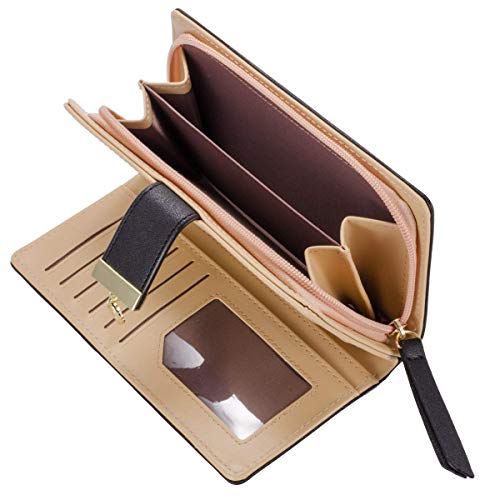 Women's Rose Gold Vegan Leather Leaf Bi-fold Card Coin Holder Long Wallet3