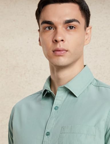 Image of Amazon Brand - Symbol Men's Solid Slim Fit Cotton Casual Shirt | Plain | Full Sleeve | Summer (Available in Plus Sizes)
