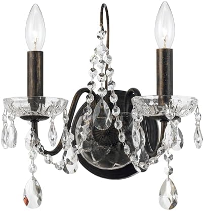 Butler 2 Light Hand Cut Crystal English Bronze Sconce