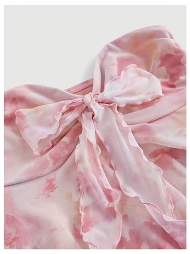 GORGLITTER Women's Floral Flowy Strapless Tube Top Babydoll Coquette Going Out Cute Bandeau Tops3