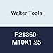 Walter Tools P21360-M10X1.25 Prototex HSS Machine Tap, Uncoated, 7 mm Shank Diameter, 1.25 mm Thread Length, 20 mm Cutting Length, 100 mm Overall Length, M10 Cutting Diameter