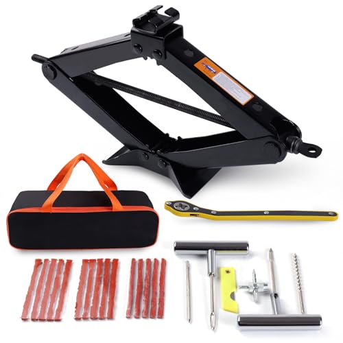 Image of Scissor Jack Set 3 Ton(6614 lbs) Car Jack and Stand Kit, Heavy-Duty Scissor Jack for Car Lifting, Portable Tire Jack Kit with Lug Wrench Tire Repair Kit for Auto /SUV /MPV /Trucks
