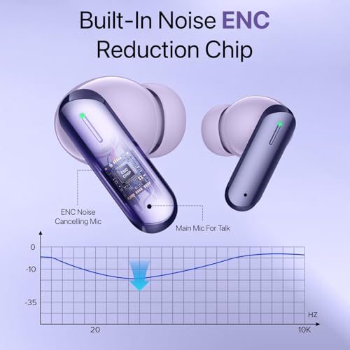 Image of Vaku Luxos BOOMX Wireless Earbuds Bluetooth 5.4 TWS Headphones 60H Playback Bass Stereo 13mm Drivers Gaming Low Latency HD Calls Touch Control Fast Charging IPX Waterproof- Light Purple
