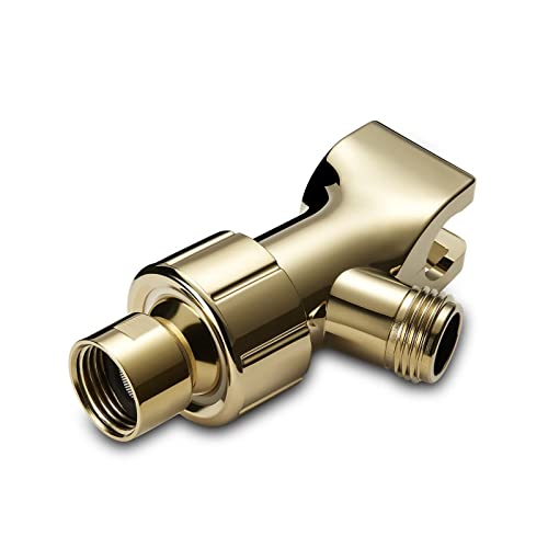 Couradric Handheld Shower Head, 6 Spray Setting High Pressure Shower Head With Brass Swivel Ball Bracket And Extra Long Stainless Steel Hose, Polished Brass, 5" #TOP3